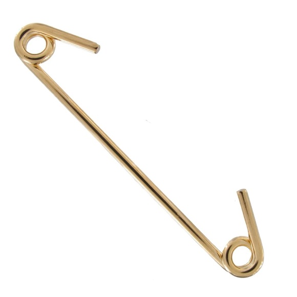 Ky & Co USA Gold Tone Open Safety Pin Style Collar Bar Pin 2” - Picture 2 of 2